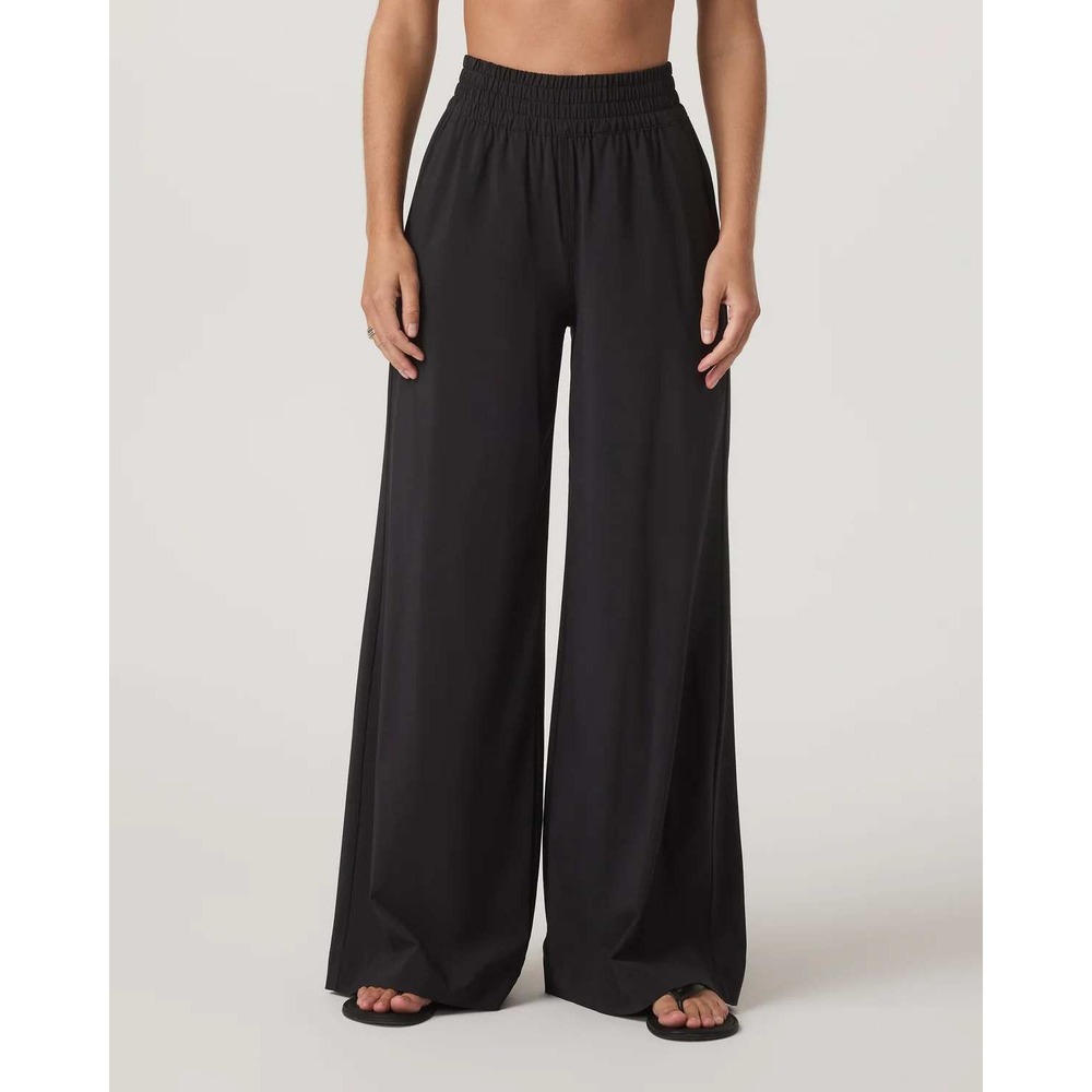 Vuori Womens Villa Wide Leg Pants VW4047 Elastic Waist Black Size M Athleisure